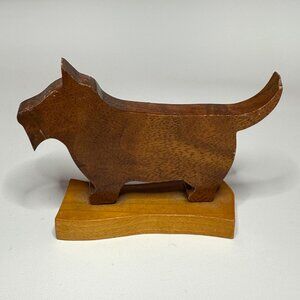 Handmade Wood Terrier Figurine Scottie Dog Sculpture Decor